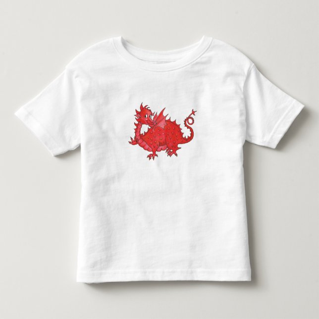 Småbarn T-shirt med Cute Red Dragon (Framsida)