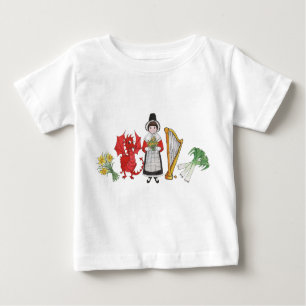 Småbarn T-shirt: Welsh Daffodils Dragon Leeks Harp Tee Shirt
