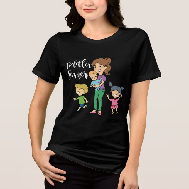 Småbarn Tamer Babysittande Humor Novelty T Shirt (Framsida)