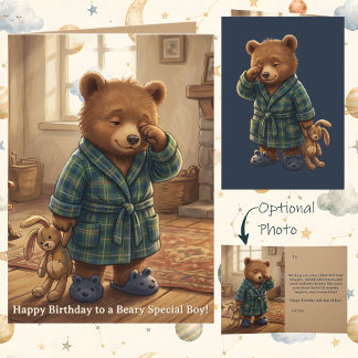 Småbarn Teddy Nallebjörn Pojke 1-årsdag Kort