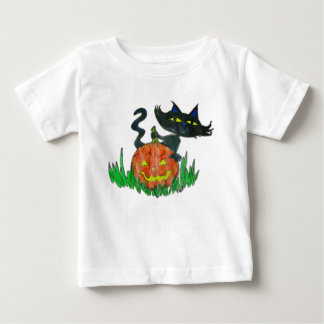 Småbarn Tee Shirt - Halloween Kattunge & Pumpkin