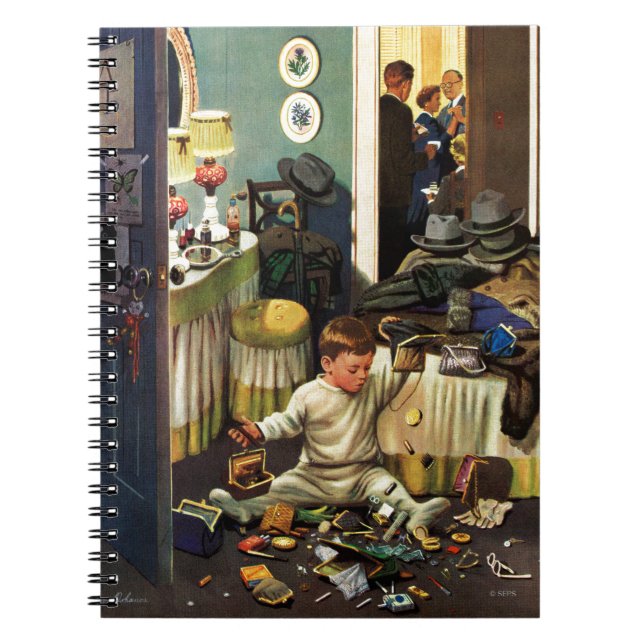 Småbarn tömmer handväskor anteckningsbok med spiral (Framsidan)