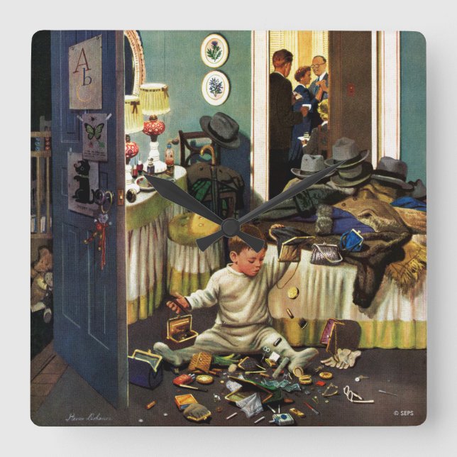 Småbarn tömmer handväskor fyrkantig klocka (Framsida)