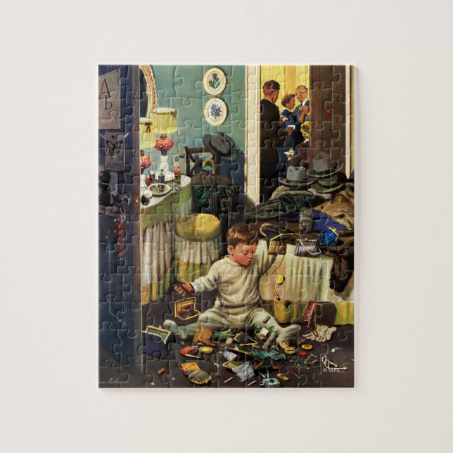 Småbarn tömmer handväskor pussel (Vertikal)