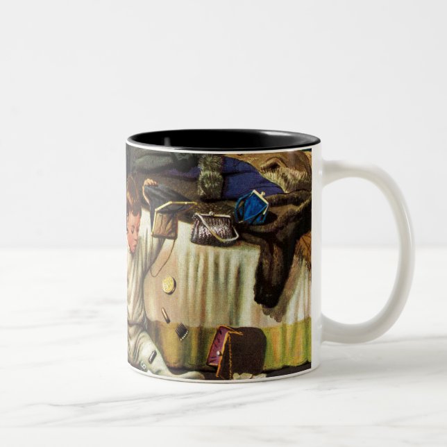 Småbarn tömmer handväskor Två-Tonad mugg (Höger)