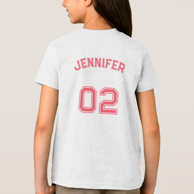 Småbarn Tonåring Girl Namn Jersey Number Girls Spo T Shirt (Baksida)
