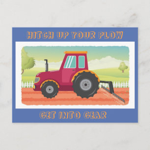 Småbarn Tractor Birthday Invitition Inbjudan Vykort