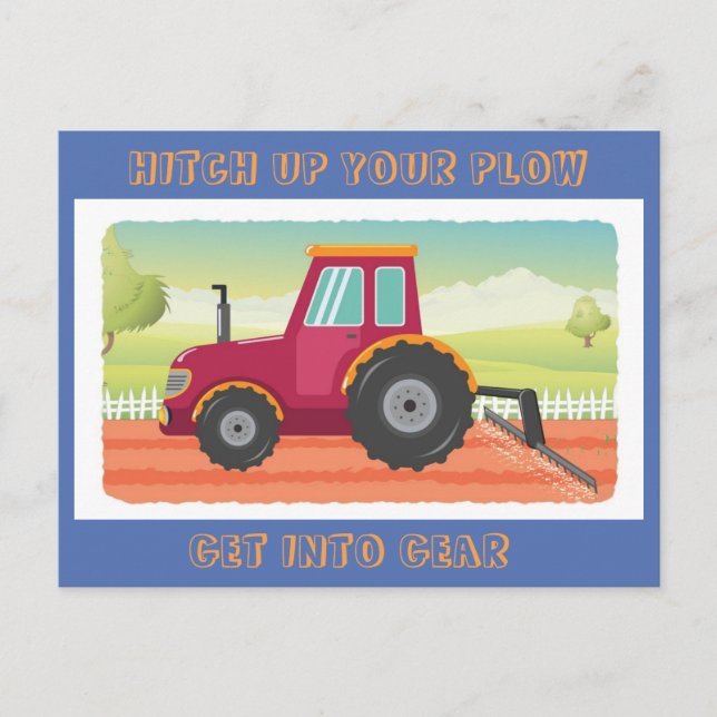 Småbarn Tractor Birthday Invitition Inbjudan Vykort (Framsida)