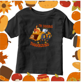 Småbarn-traktor Turkiet jag Gräver Thanksgiving T Shirt