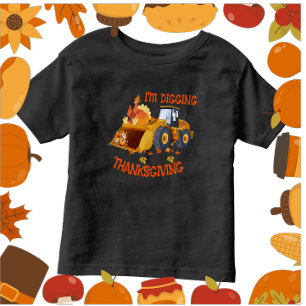 Småbarn-traktor Turkiet jag Gräver Thanksgiving T Shirt