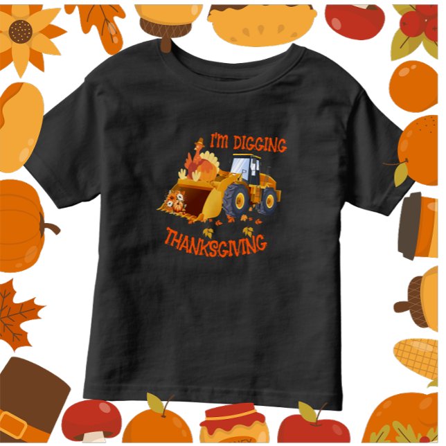 Småbarn-traktor Turkiet jag Gräver Thanksgiving T Shirt (Skapare uppladdad)