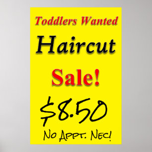 Småbarn ville Poster Haircut Sale Beauty Salon
