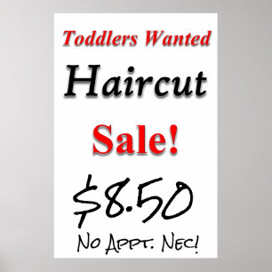 Småbarn Wanted Haircut Sale Beauty Salon Poster