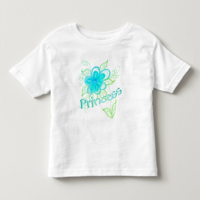 Småbarns blommiga prinsesskjorta t shirt (Framsida)