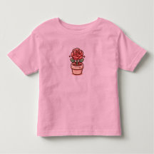 Småbarns rosafärgad T-shirt med en vacker ros-cyke