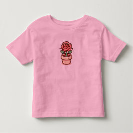 Småbarns rosafärgad T-shirt med en vacker ros-cyke