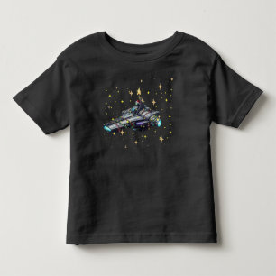 Småbarns rymdfarkost  i3 atlas Guldstjärnor Svart  T Shirt