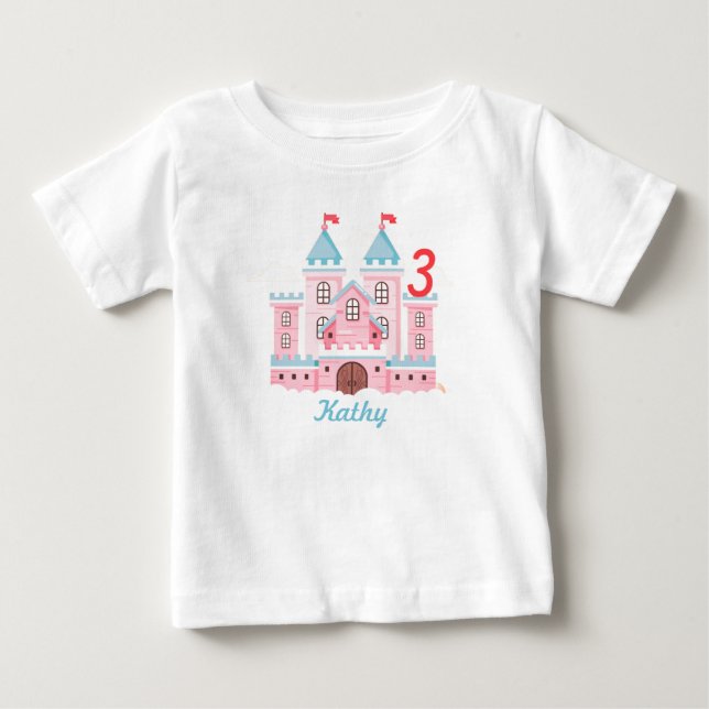 Småbarns slott Anpassad Namn Ålder T-Shirt (Framsida)