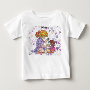 Småbarns T-Shirt Liten Flicka och Babydoll 
