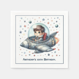 Småbarnsastronaut Rymdtema Födelsedagsfest Pappersservett