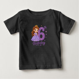Småbarnsflicka 6-års födelsedagsprinsessa t-shirt