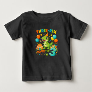 Småbarnsfödelsedags T-Shirt – Söt tre rex dinosaur