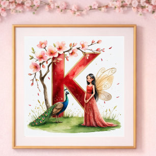 Småbarnsrum Brev K Ängsblommor Feerisk dekoration Poster