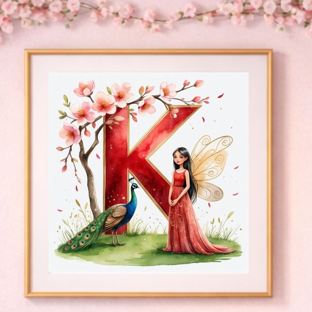 Småbarnsrum Brev K Ängsblommor Feerisk dekoration Poster (Skapare uppladdad)