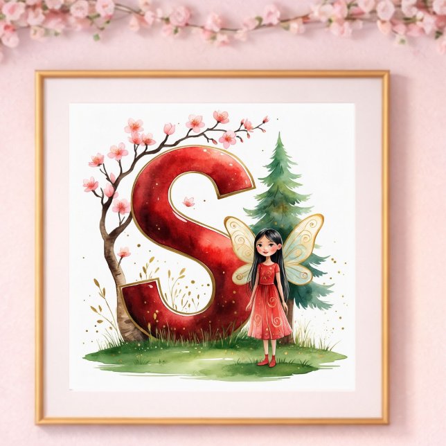 Småbarnsrum Brev S Älv Floral Poster (Skapare uppladdad)