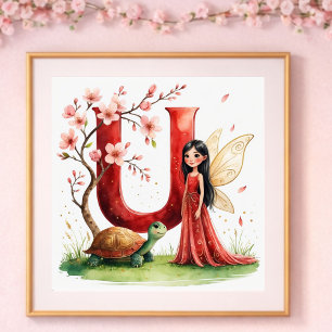 Småbarnsrum Brev U Älv Floral Poster