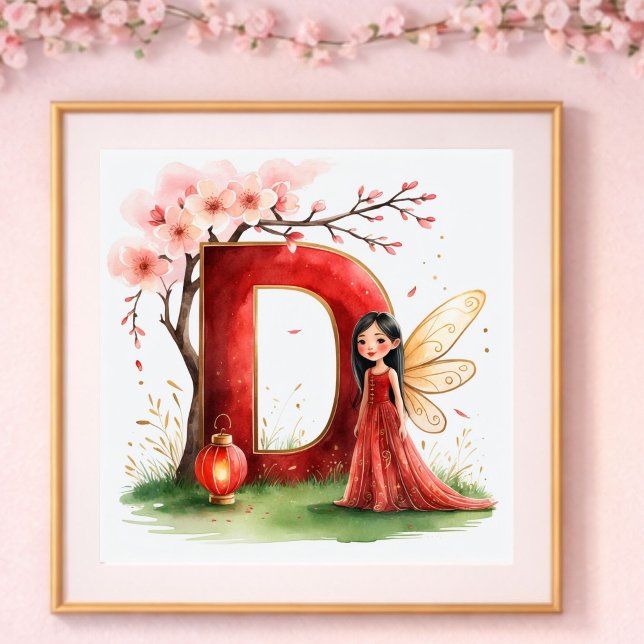 Småbarnsrum för flicka Bokstaven D Ängsblommor Fee Poster (Skapare uppladdad)