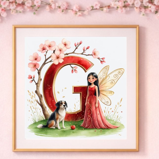 Småbarnsrum för flicka Bokstaven G Ängsblommor Fee Poster (Skapare uppladdad)