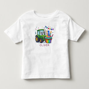 Småbarnstraktor Färgglada Namn Ålder T-Shirt