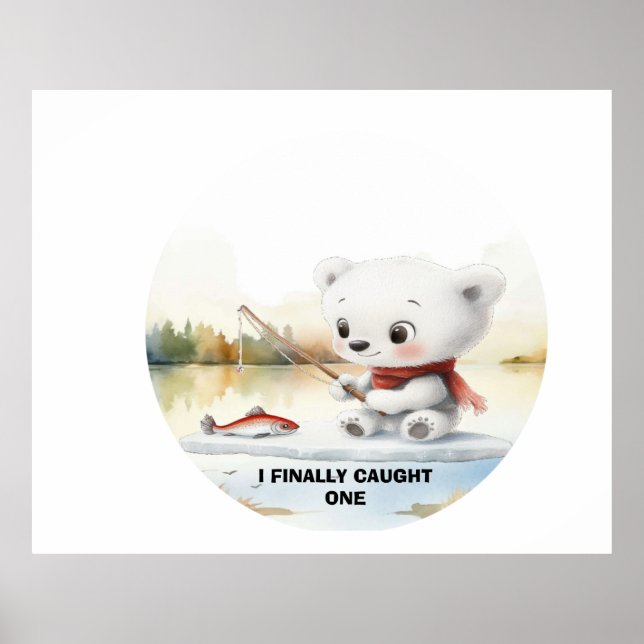 Småbjörnen har slutligen landat en fisk poster (Framsidan)