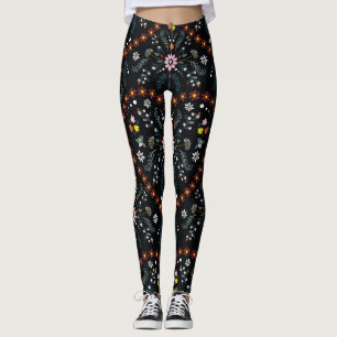 Småblommiga hjärta: fantasi, sömlös. leggings