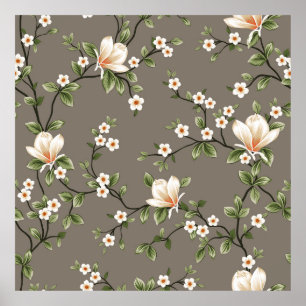 Småblommor med grönt löv mönster o poster
