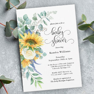 Småblommor och Ro Blommigt Baby Shower Inbjudningar