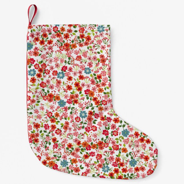 Småblommor, , stil, sömlös rygggrav liten julstrumpa (Framsidan)