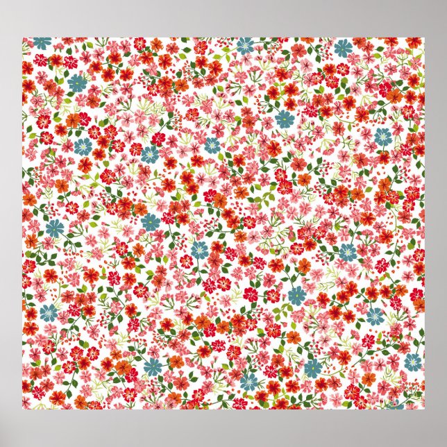 Småblommor, , stil, sömlös rygggrav poster (Framsidan)