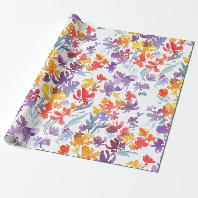 Småblommor utan sjöfärg mönster presentpapper (Utrullad)
