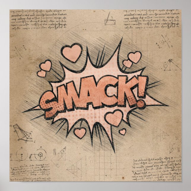 SMACK! Vintage Tecknad Bok Steampunk Pop Art Poster (Framsidan)