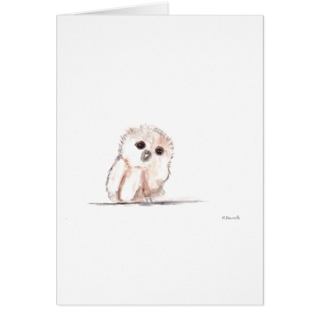 Småfågelfågel baby uggla hälsningskort (Framsidan)