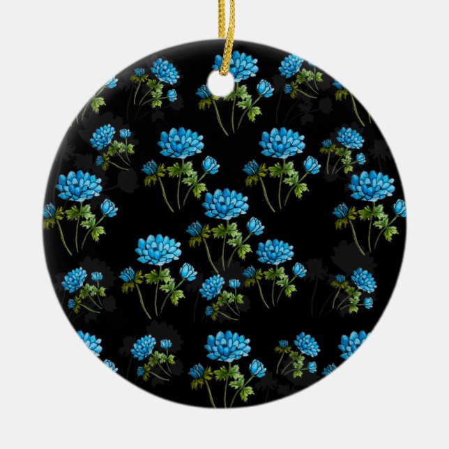 Småfärgad blombuketter mönster cushion c julgransprydnad keramik (Framsidan)
