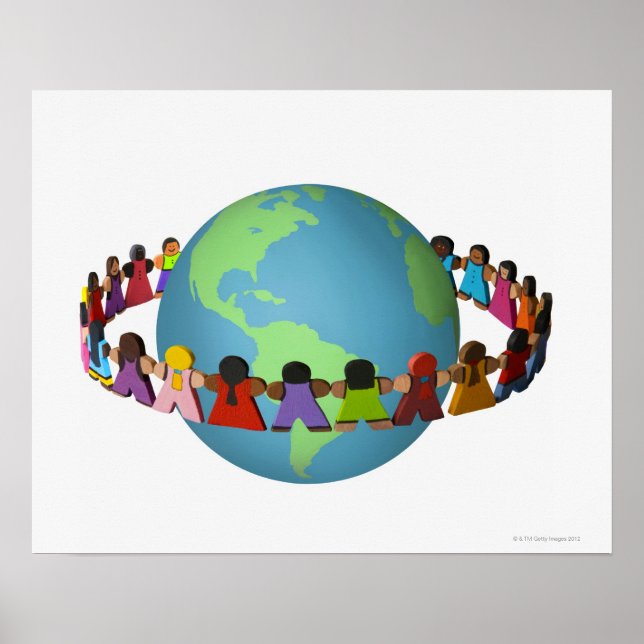 Småfärgade trädockor av varierande etnicitet poster (Framsidan)