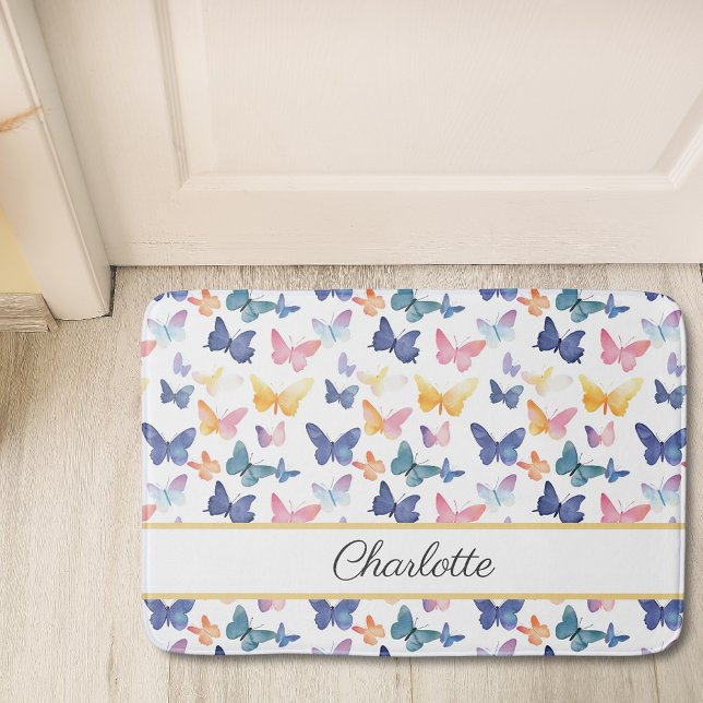 Småfärgsfärg för fjäril Watercolor Colorful Mönste Badrumsmatta (Skapare uppladdad)