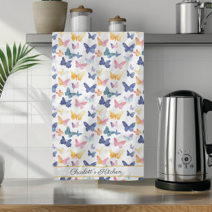 Småfärgsfärg för fjäril Watercolor Colorful Mönste Kökshandduk