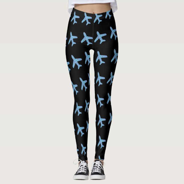 Småflygplan (svart) leggings (Framsida)