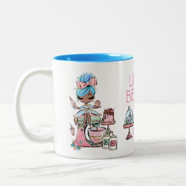 Småföretag Bageri, cupcakes  Två-Tonad Mugg (Vänster)