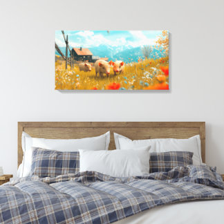 Smågrisar i Fält Canvastryck