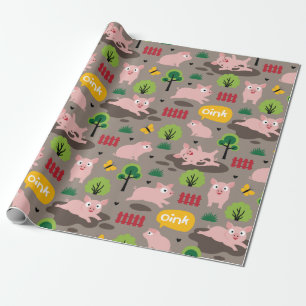 Smågrisar i lycklig i Lera, Pappra för inkapsling Presentpapper
